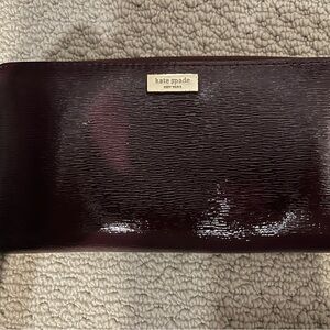 Kate Spade New York Burgundy Patent Leather Zip Wallet